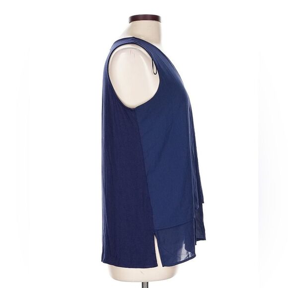 Michael Michael Kors Blue Chiffon Layered Sleeveless Blouse Top size small - Picture 4 of 9